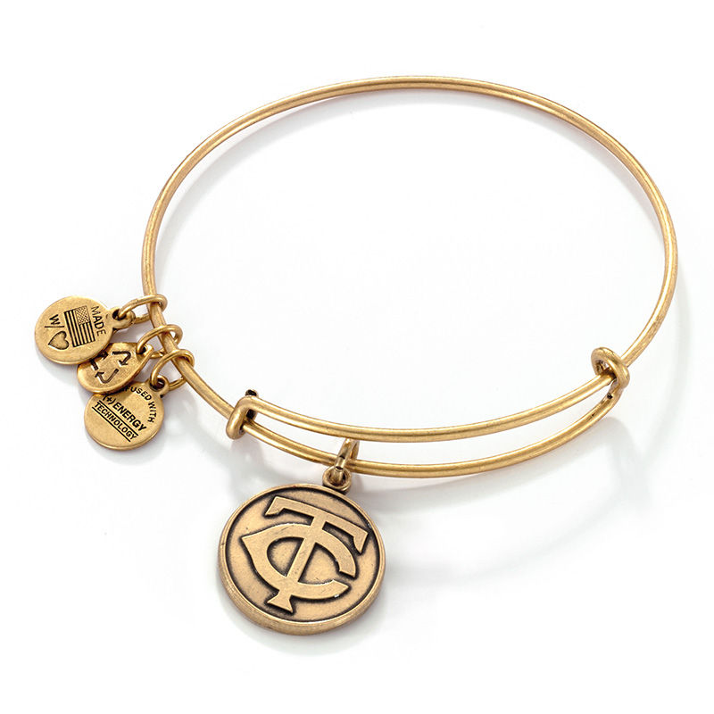 Main Image 1 of Alex and Ani Minnesota Twins Logo Charm Bangle in Gold-Tone Brass