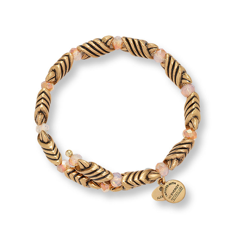 Main Image 1 of Alex and Ani Forest's Blessing Mystic Amber Crystal and Beaded Wrap Bangle in Gold-Tone Brass