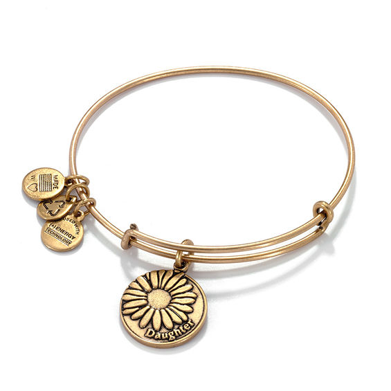 Alex and Ani "Daughter" Daisy Charm Bangle in Gold-Tone Brass