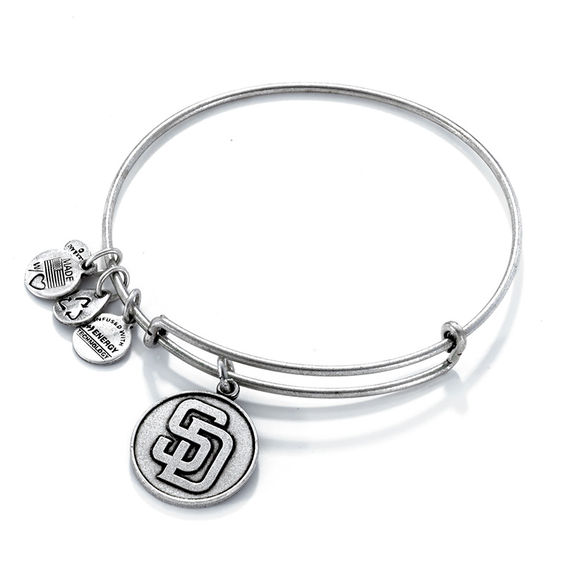 Zales Alex and Ani San Diego Padres Logo Charm Bangle in Silver Tone Brass Westland Mall