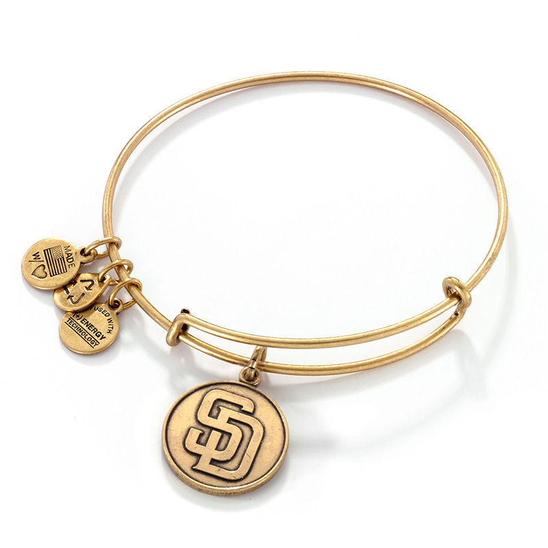 Main Image 1 of Alex and Ani San Diego Padres Logo Charm Bangle in Gold-Tone Brass
