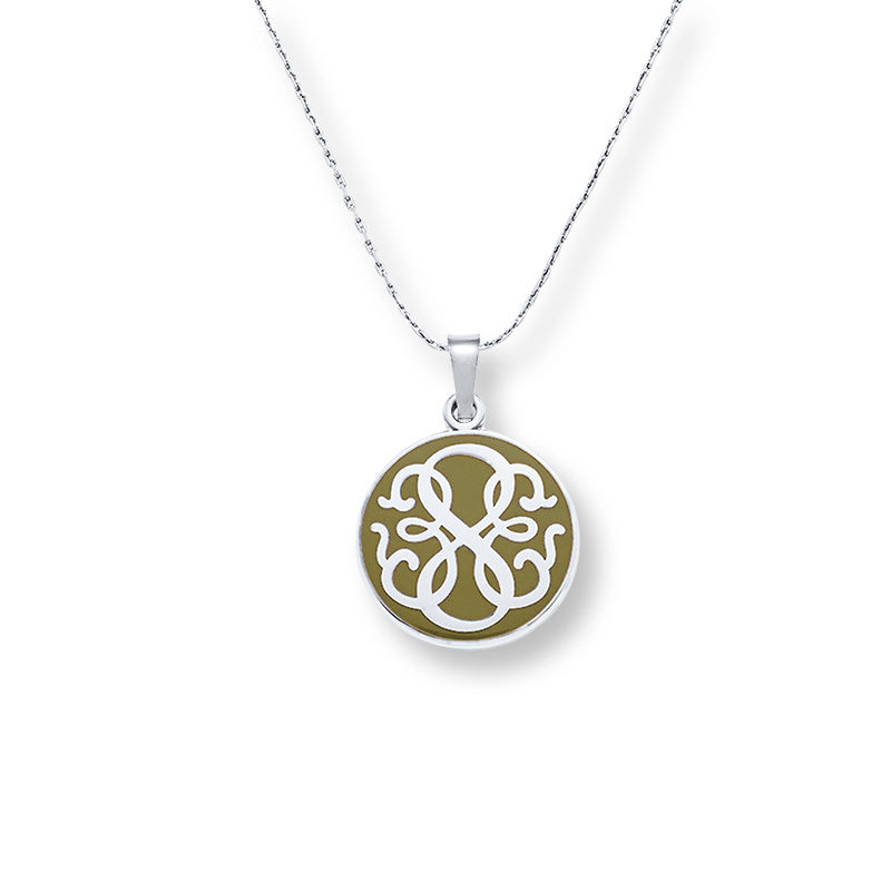 Main Image 1 of Alex and Ani Green Epoxy Path of Life Adjustable Pull Chain Pendant in Silver-Tone Brass