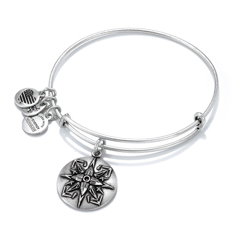 Alex and Ani Healing Love Charm Bangle in Silver-Tone Brass