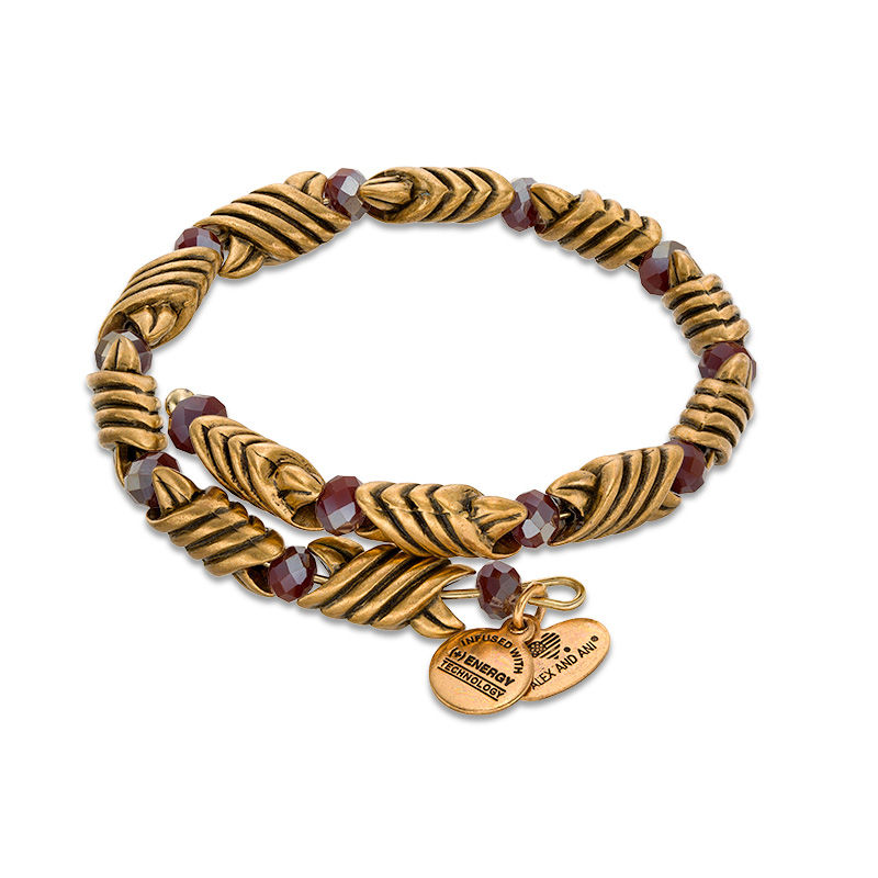 Main Image 1 of Alex and Ani Forest's Blessing Jasper Crystal and Beaded Wrap Bangle in Gold-Tone Brass