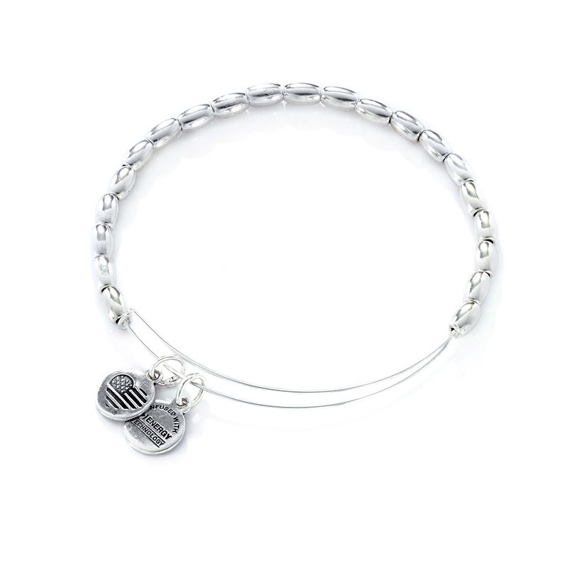 Main Image 1 of Alex and Ani Jordan Beaded Bangle in Silver-Tone Brass