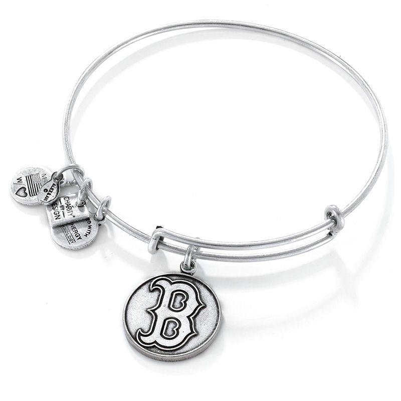 Main Image 1 of Alex and Ani Boston Red Sox Logo Charm Bangle in Silver-Tone Brass