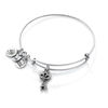 Thumbnail Image 1 of Alex and Ani Crystal Skeleton Key Charm Bangle in Silver-Tone Brass