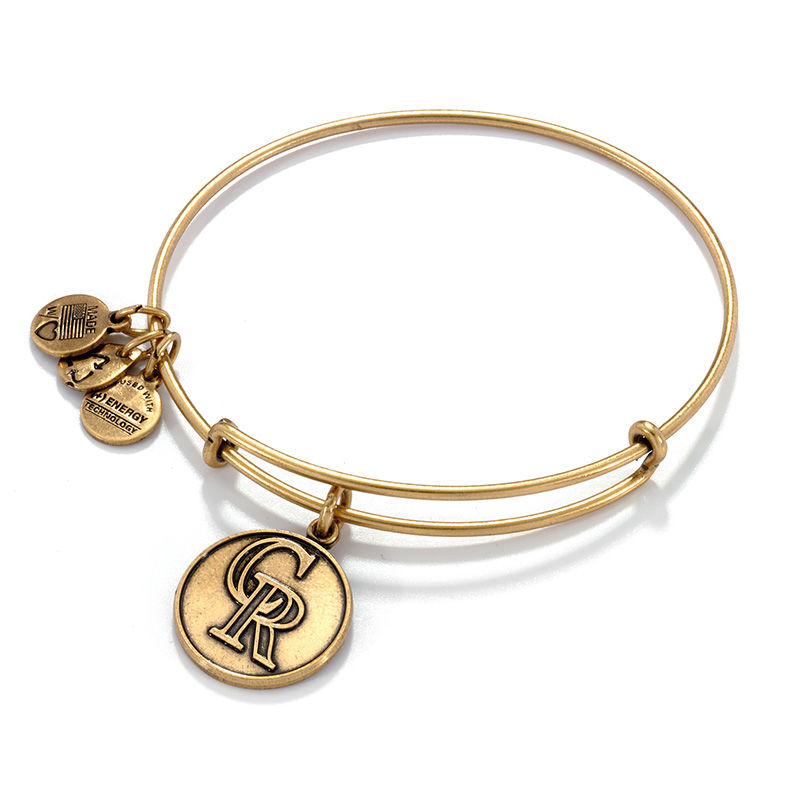 Main Image 1 of Alex and Ani Colorado Rockies Logo Charm Bangle in Gold-Tone Brass