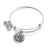 Thumbnail Image 1 of Alex and Ani "Mom" Peony Charm Bangle in Silver-Tone Brass