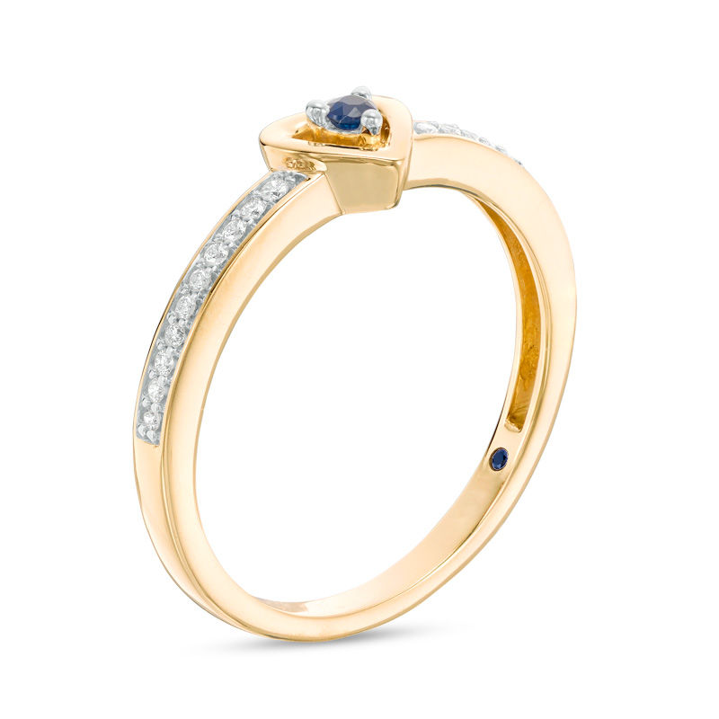 Main Image 2 of Cherished Promise Collection™ Blue Sapphire and 1/20 CT. T.W. Diamond Heart Frame Promise Ring in 10K Gold