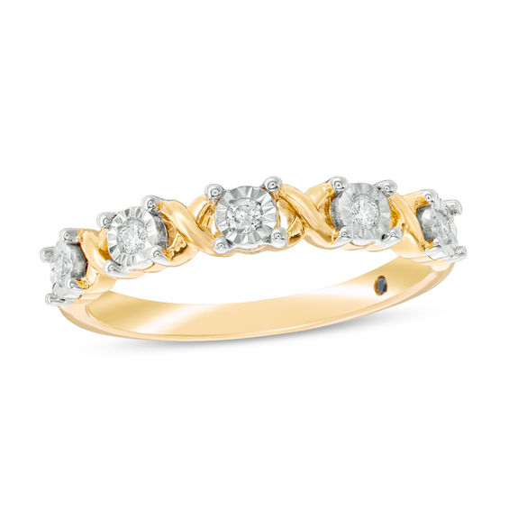 Cherished Promise Collectionâ¢ 1/10 CT. T.w. Diamond "Xo" Stackable Band in 10K Gold