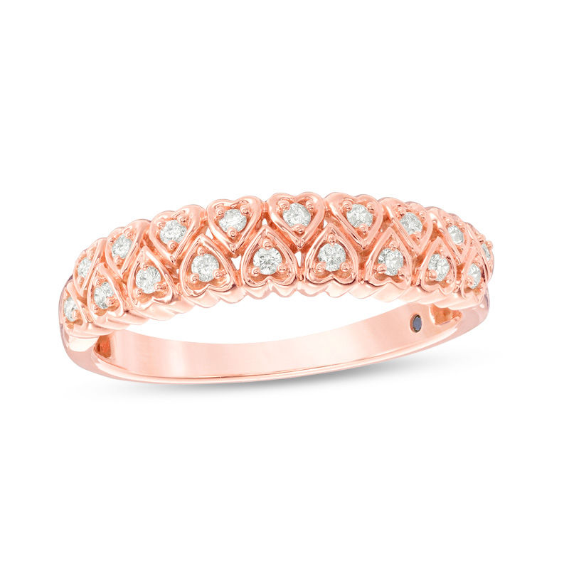 Main Image 1 of Cherished Promise Collection™ 1/8 CT. T.W. Diamond Heart Band in 10K Rose Gold