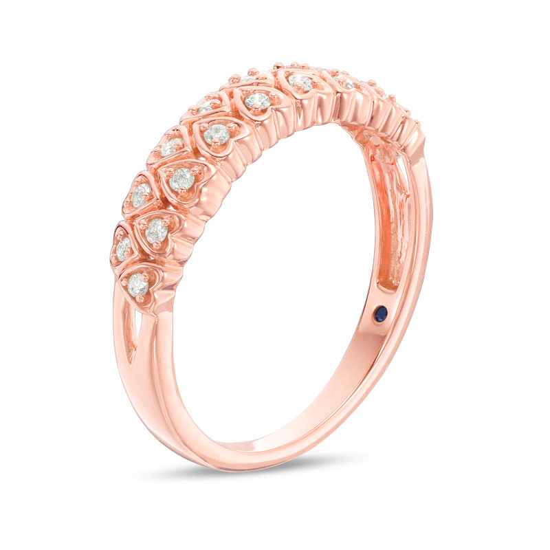 Main Image 2 of Cherished Promise Collection™ 1/8 CT. T.W. Diamond Heart Band in 10K Rose Gold
