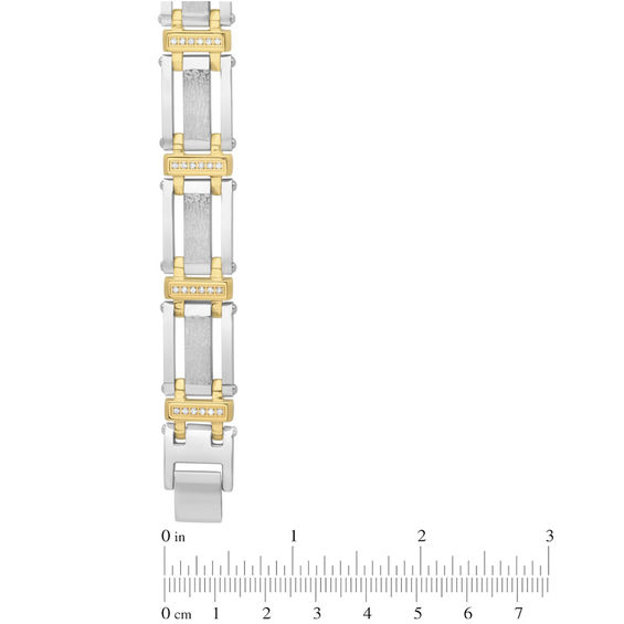 1/2 CT. T.w. Diamond Triple Row Link Bracelet in Two-Tone Stainless Steel - 8.5"