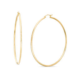 65.0mm Diamond-Cut Hoop Earrings in 14K Gold