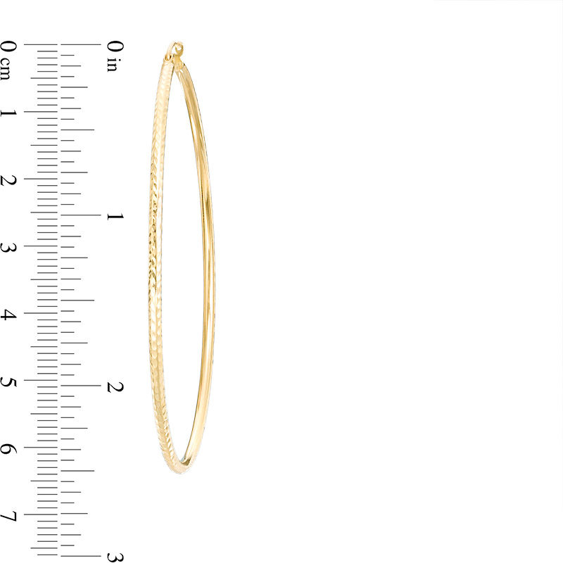 Main Image 2 of 65.0mm Diamond-Cut Hoop Earrings in 14K Gold