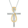 Thumbnail Image 1 of Convertibilities 1/10 CT. T.W. Diamond Infinity Cross Three-in-One Pendant in Sterling Silver and 10K Gold