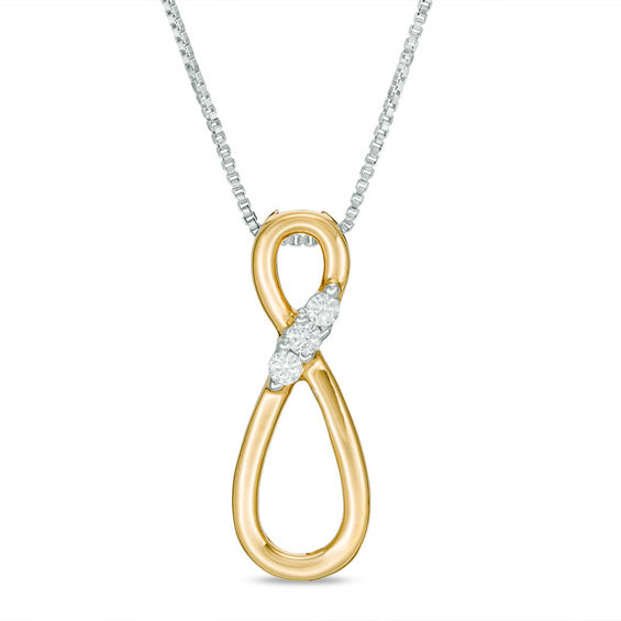 Convertibilities 1/10 CT. T.w. Diamond Infinity Cross Three-in-One Pendant in Sterling Silver and 10K Gold