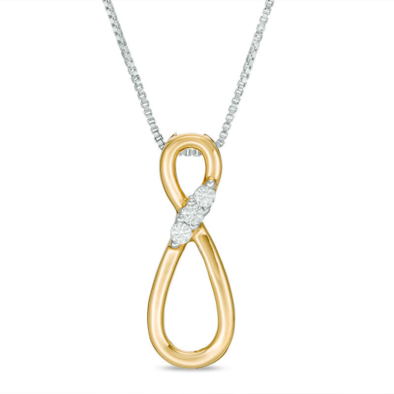 Main Image 2 of Convertibilities 1/10 CT. T.W. Diamond Infinity Cross Three-in-One Pendant in Sterling Silver and 10K Gold