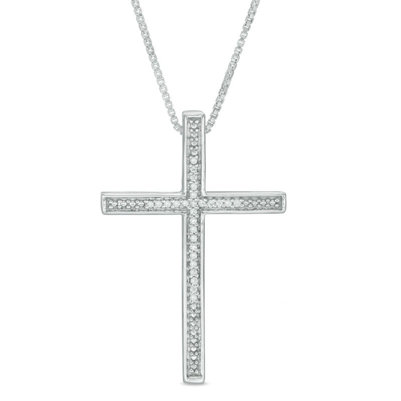 Main Image 3 of Convertibilities 1/10 CT. T.W. Diamond Infinity Cross Three-in-One Pendant in Sterling Silver and 10K Gold