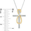 Thumbnail Image 4 of Convertibilities 1/10 CT. T.W. Diamond Infinity Cross Three-in-One Pendant in Sterling Silver and 10K Gold