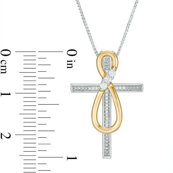 Convertibilities 1/10 CT. T.w. Diamond Infinity Cross Three-in-One Pendant in Sterling Silver and 10K Gold