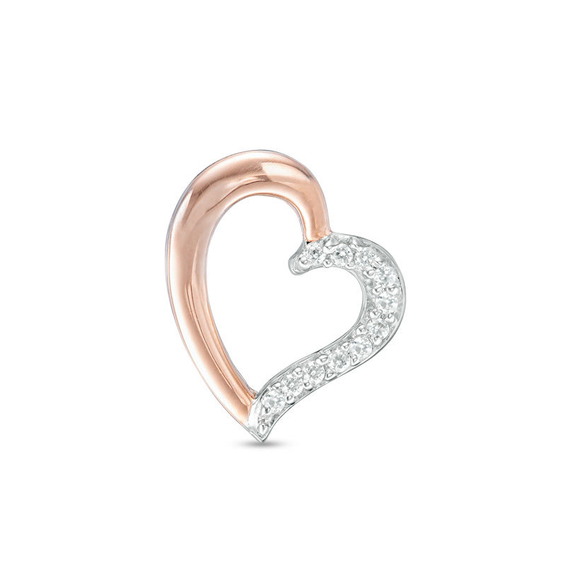 Main Image 1 of Diamond Accent Heart Single Stud Earring in Sterling Silver and 10K Rose Gold