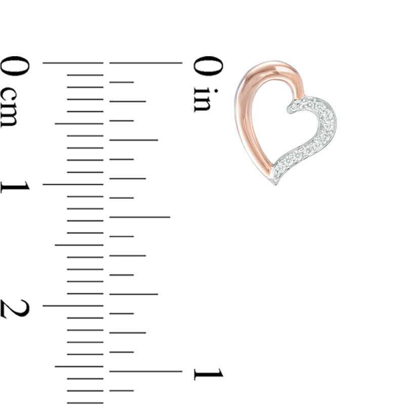 Main Image 2 of Diamond Accent Heart Single Stud Earring in Sterling Silver and 10K Rose Gold