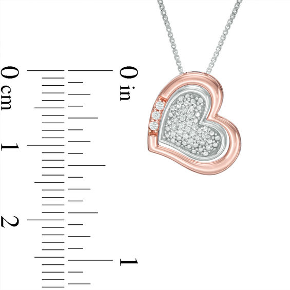 Convertibilities 1/15 CT. T.w. Diamond Heart Three-in-One Pendant in Sterling Silver and 10K Rose Gold