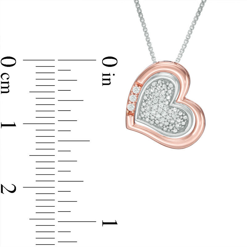Main Image 4 of Convertibilities 1/15 CT. T.W. Diamond Heart Three-in-One Pendant in Sterling Silver and 10K Rose Gold