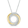 Thumbnail Image 1 of Convertibilities 1/6 CT. T.W. Diamond Swirl Circle Three-in-One Pendant in Sterling Silver and 10K Gold
