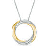 Thumbnail Image 3 of Convertibilities 1/6 CT. T.W. Diamond Swirl Circle Three-in-One Pendant in Sterling Silver and 10K Gold