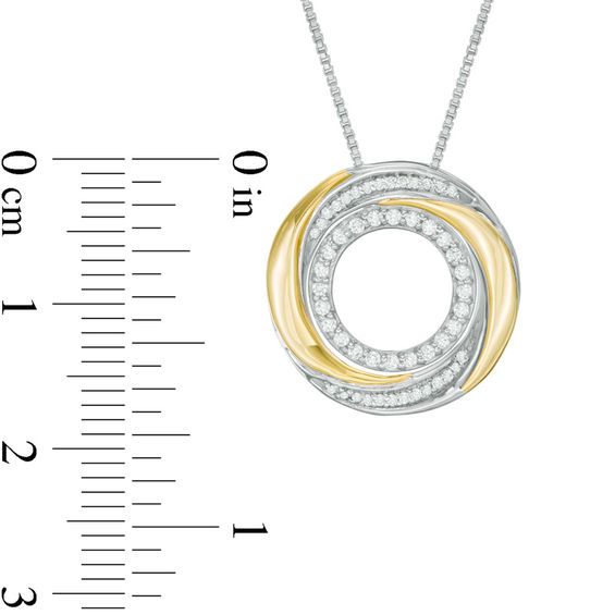 Convertibilities 1/6 CT. T.w. Diamond Swirl Circle Three-in-One Pendant in Sterling Silver and 10K Gold