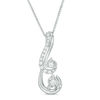 Thumbnail Image 1 of Convertibilities 1/6 CT. T.W. Diamond Double Swirl Drop Three-in-One Pendant in Sterling Silver