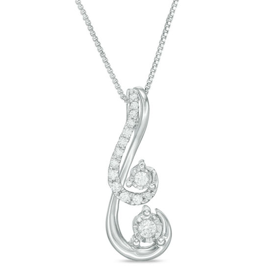 Convertibilities 1/6 CT. T.w. Diamond Double Swirl Drop Three-in-One Pendant in Sterling Silver