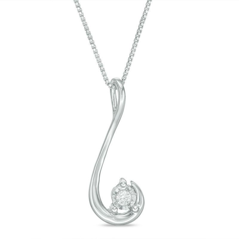 Main Image 3 of Convertibilities 1/6 CT. T.W. Diamond Double Swirl Drop Three-in-One Pendant in Sterling Silver