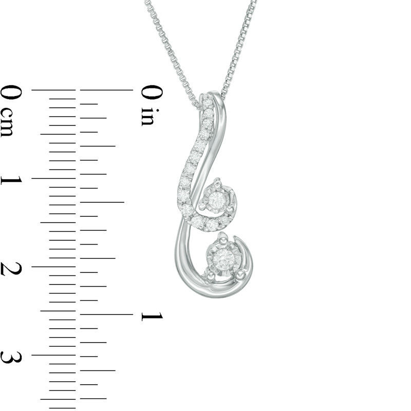 Main Image 4 of Convertibilities 1/6 CT. T.W. Diamond Double Swirl Drop Three-in-One Pendant in Sterling Silver