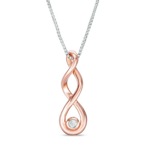 Convertibilities 1/8 CT. T.w. Diamond Double Infinity Three-in-One Pendant in Sterling Silver and 10K Rose Gold