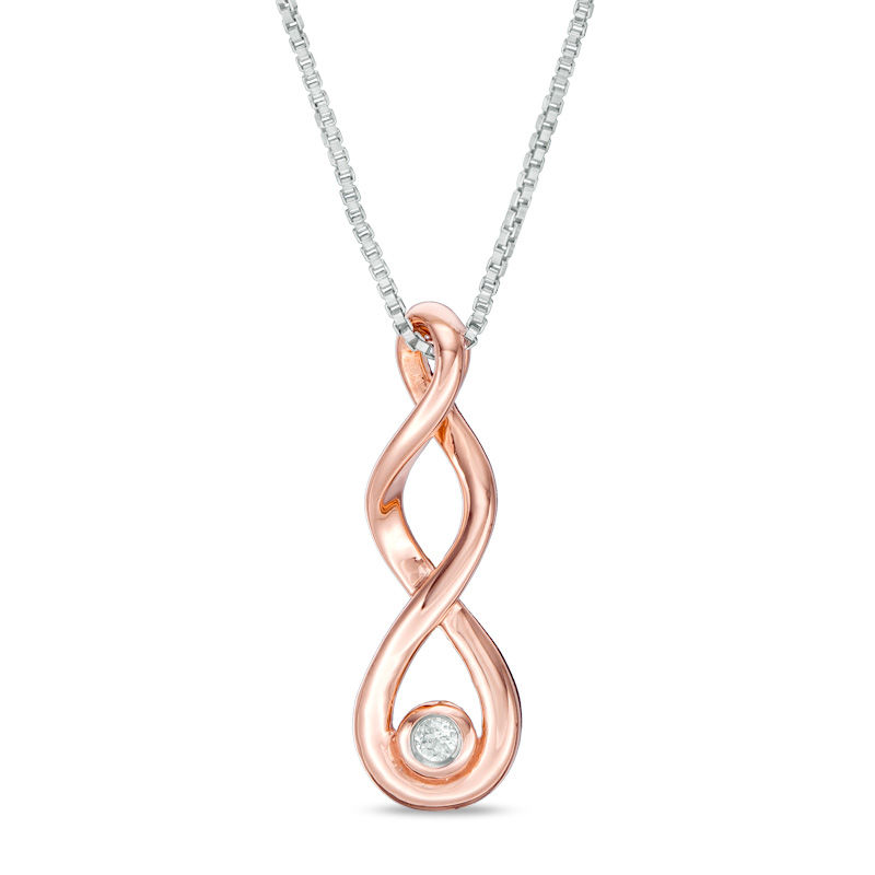 Main Image 2 of Convertibilities 1/8 CT. T.W. Diamond Double Infinity Three-in-One Pendant in Sterling Silver and 10K Rose Gold