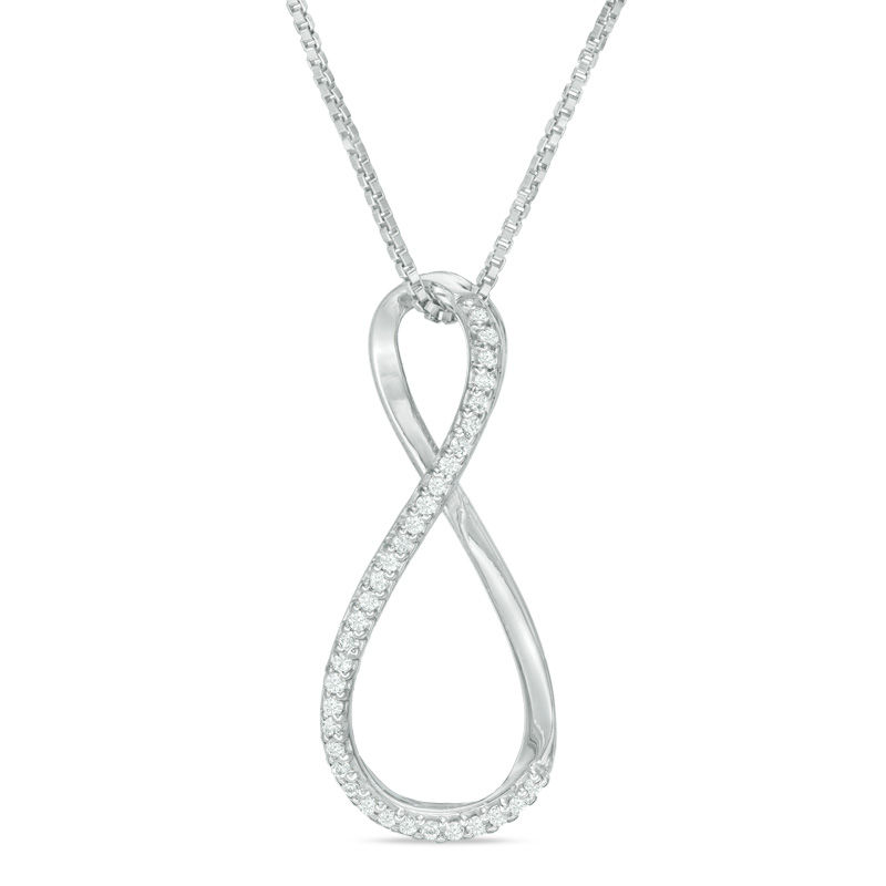 Main Image 3 of Convertibilities 1/8 CT. T.W. Diamond Double Infinity Three-in-One Pendant in Sterling Silver and 10K Rose Gold
