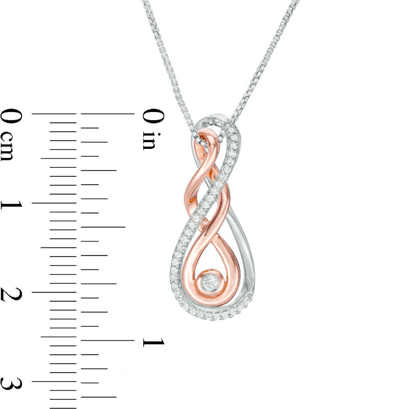 Main Image 4 of Convertibilities 1/8 CT. T.W. Diamond Double Infinity Three-in-One Pendant in Sterling Silver and 10K Rose Gold