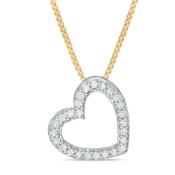 Convertibilities 1/10 CT. T.w. Diamond Heart Three-in-One Pendant in Sterling Silver and 10K Gold