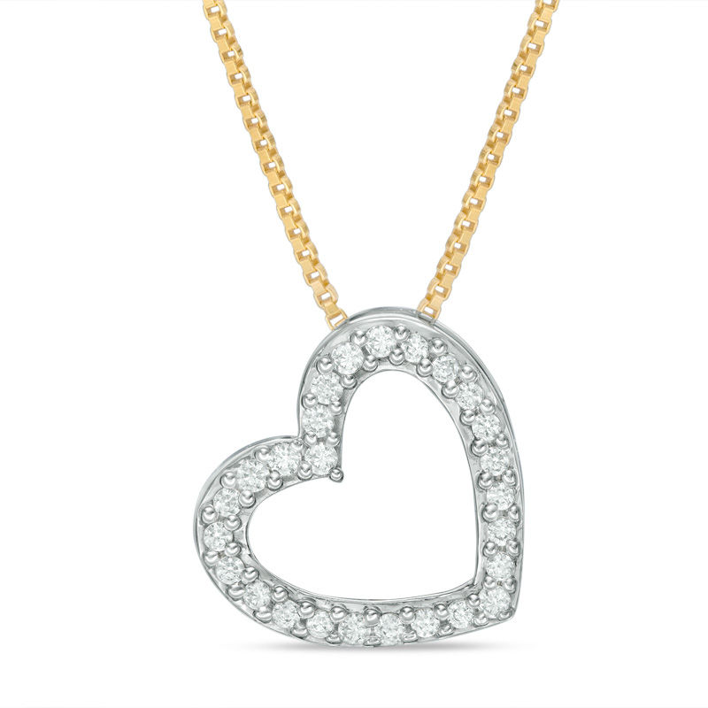 Convertibilities 1/10 CT. T.W. Diamond Heart Three-in-One Pendant in Sterling Silver and 10K Gold