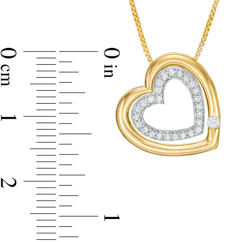 Convertibilities 1/10 CT. T.W. Diamond Heart Three-in-One Pendant in Sterling Silver and 10K Gold