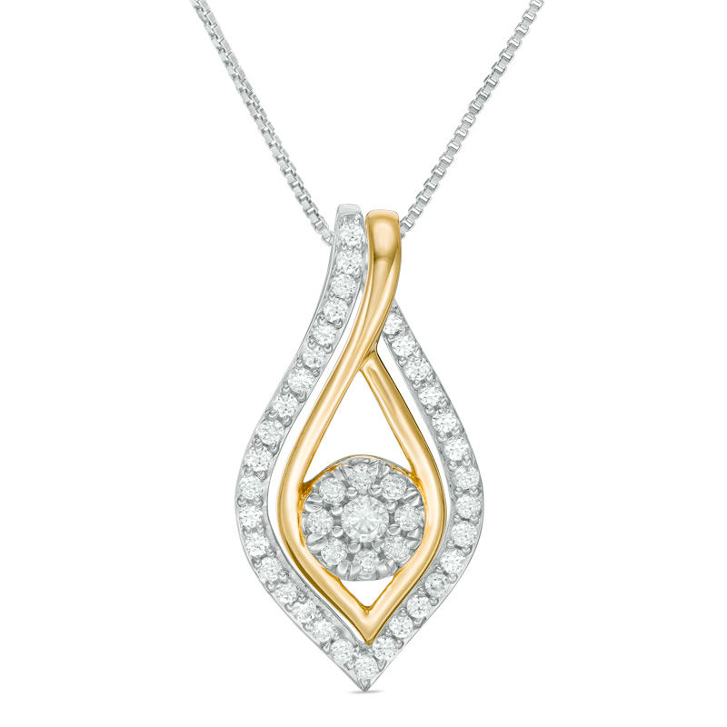 Convertibilities 1/4 CT. T.W. Diamond Marquise Three-in-One Pendant in 10K Two-Tone Gold