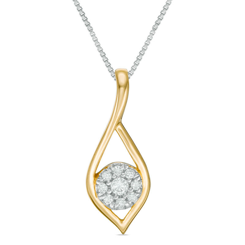Main Image 3 of Convertibilities 1/4 CT. T.W. Diamond Marquise Three-in-One Pendant in 10K Two-Tone Gold