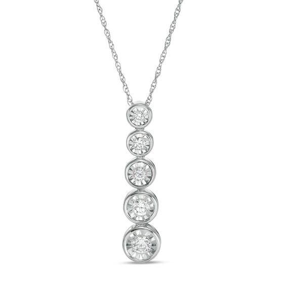 1/4 CT. T.w. Diamond Five Stone Graduated Pendant in Sterling Silver