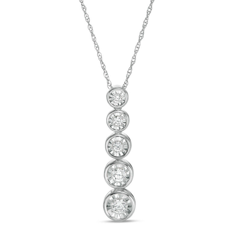 Main Image 1 of 1/4 CT. T.W. Diamond  Five Stone Graduated Pendant in Sterling Silver