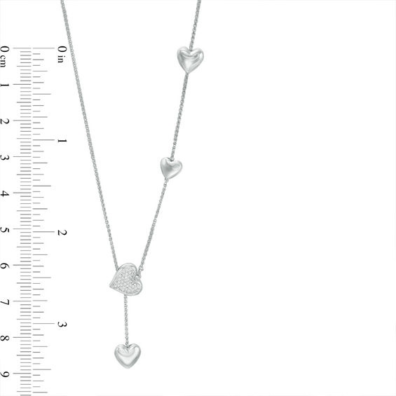 1/10 CT. T.w. Diamond Heart Lariat Bolo Necklace in Sterling Silver - 26"