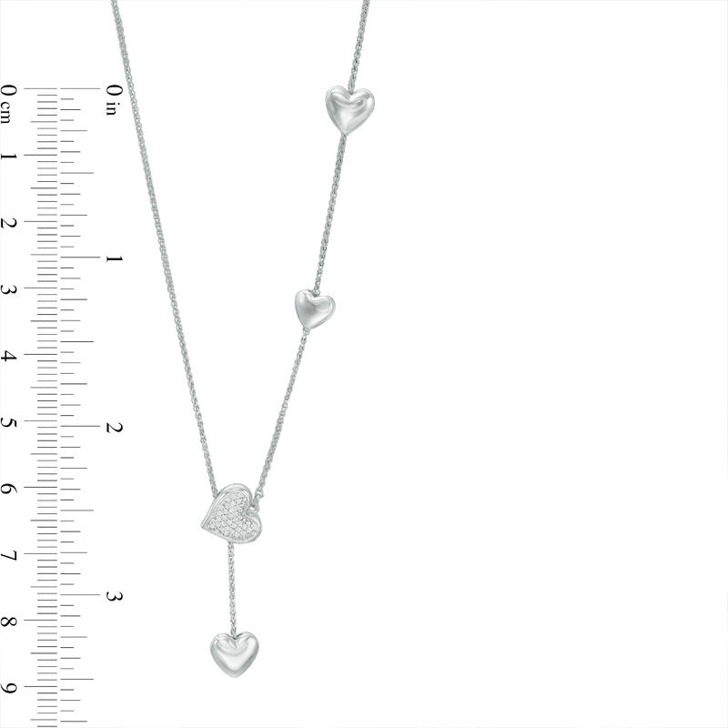Main Image 2 of 1/10 CT. T.W. Diamond Heart Lariat Bolo Necklace in Sterling Silver - 26"